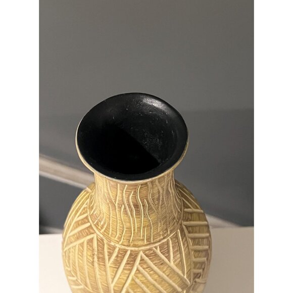 Decorative Geometric Pottery Vessel – 16″ Triangle Pattern – Modernist - Picture 3 of 3